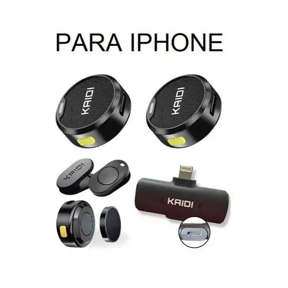 Iphone Microfone de Lapela Sem Fio KAIDI KMF4-A – Conector Lightning, Redução de Ruído e Alta Qualidade de Som