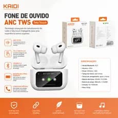 Fone Bluetooth KAIDI KNC4219 ANC TWS com Tela Touch Bluetooth 5.3