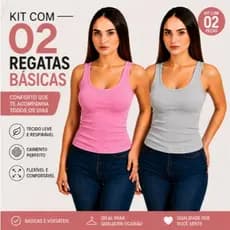 Kit 02 Regatas Poliamida Básica Modelagem Slim Dia A Dia