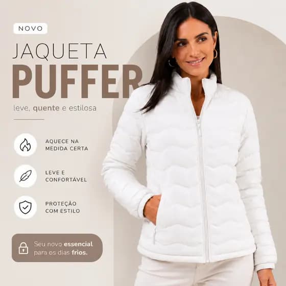 Jaqueta Sem Forro Com Capuz Puffer Gominho Feminina Bobojaco Inverno Frio