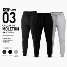 Kit 3 Calças Moletom Inverno Peluciada Algodão