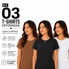 Kit 3 Camisetas Femininas Estonadas Perfumadas 100% Algodão