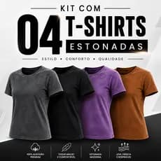 Kit 4 Camiseta Feminina Blusinha Estonada Zero Encolhimento