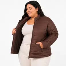 Jaqueta Forrada Plus Size Gominho Feminina Inverno Tamanho Grande