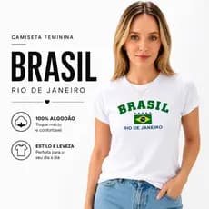 Camisa Do Brasil Baby Look Algodão Camiseta