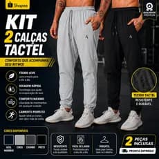 Kit 02 Calças Tactel Jogger Academia Casual