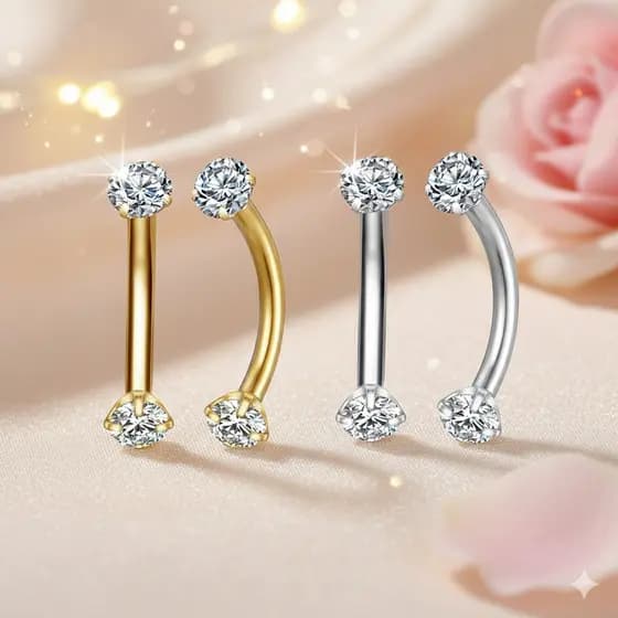 Piercing Microbell Curvo Zircônia Para  Sobrancelha, Rook, Daith, Tragus, Cartilagem