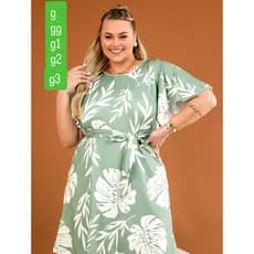 Vestido Plus Size manga fler Godê suplex digital estampado Veste42, 44,46,48,50 G GG G1 G2