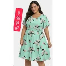 vestido rodado plus suplex manga fler  g gg g1 g2 44/46/48/50/52