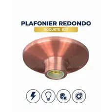Plafon Plafonier Aluminio Redondo Sobrepor Soquete Porcelana E27 Bivolt 110V/220V p/ Sala Quarto Cozinha