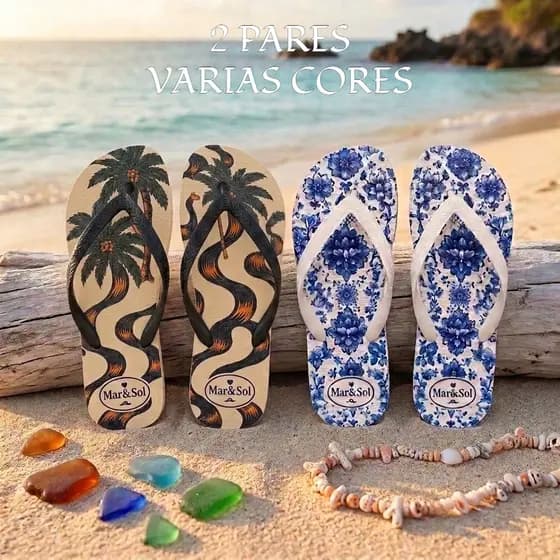 2 pares chinelos feminino estampas variadas lançamento Moda 26/27