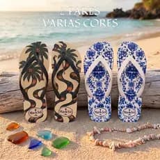 2 pares chinelos feminino estampas variadas lançamento Moda 26/27