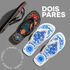 Chinela 2 Prs Yatto Sandals Colorido Estampado Floral Verão
