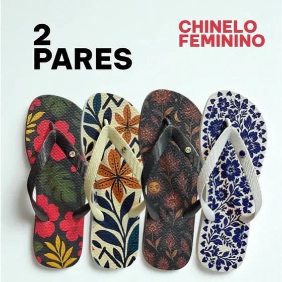 2 Chinelas Leve e Confortável Feminino Menina Luxo