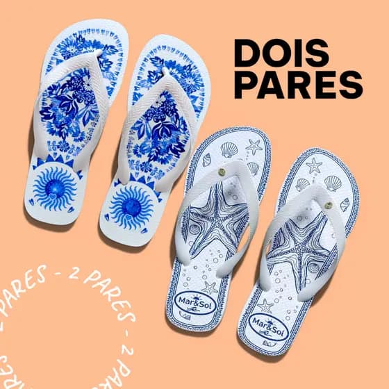 Sandália Dois Pares Chinelo Brasil Feminino Mulher Yatto Sandals Colorido Estampado Floral Verão Chinelo de Dedo