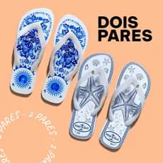 Sandália Dois Pares Chinelo Brasil Feminino Mulher Yatto Sandals Colorido Estampado Floral Verão Chinelo de Dedo
