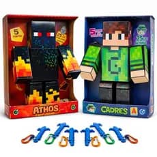 Kit 2 Bonecos Athos + Cadres Gamer Articulado Youtuber 25cm - Algazarra