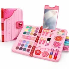 Kit Estojo de Maquiagem Infantil Não Tóxico Com Espelho Brinquedo Menina