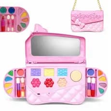 Kit Maquiagem Infantil Em Formato De Bolsa Princesa Com Espelho Rosa Completa