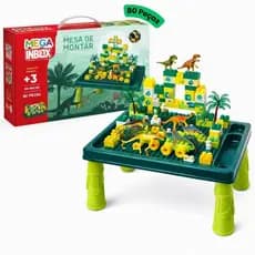 Mesa de Montar Infantil Parque Dinossauros Interativa 80 Peças Educativo Brinquedo