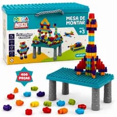 Mesa de Montar Infantil Blocos 400 Peças Com Box Criatividade Sem Limites