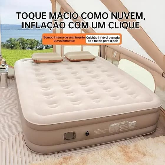 Colchão Inflável Queen Casal Cama De Campanha Bomba Inflável Com Bateria De Lítio Integrada 200*150*40cm