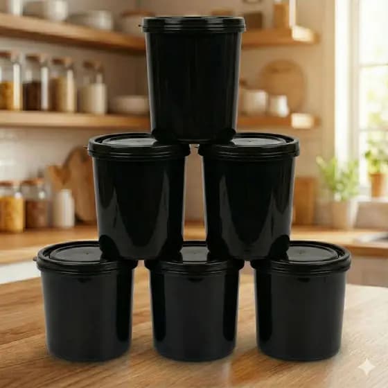 Kit 06 potes para organização -> com tampa -> para armazenar alimentos