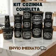 Kit Cozinha Completa Mantimento --> jogo de potes --> lixeira pia --> porta detergente