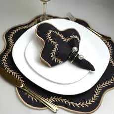Kit Jogo Americano Sousplat Bordado Suplat de Mesa Posta Redondo/Retangular e Guardanapos