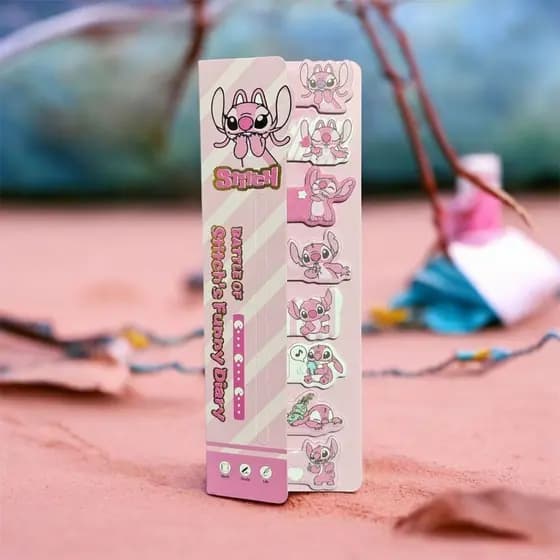 Kit Cartela De Notas Adesivas Stitch e Angel + Marca Texto Stitch