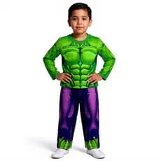 Pijama Infantil Hulk Fantasia Menino Conjunto Camiseta e Calça de Herói Dormir e Brincar Confortável