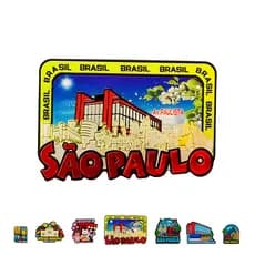 Imã de Borracha  Presente Criativo São Paulo Paulista Dourado Brasil
