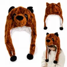 Touca Infantil Animal Urso Pelúcia Fofa Para Frio