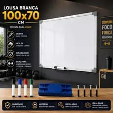 Lousa Branca Quadro Branco  Pincel Marcadores Apagador Didática Média Anotações