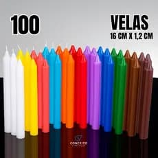 Vela Colorida Caixa de Vela Palito 30, 50, 70, 100 Unidades Monte seu Kit Vermelha, Azul Claro, Amarelo entre outras