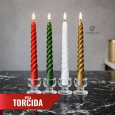 Vela Espiral Torcidas Castiçais Branca Vermelha Dourada Natal Batizados Decorativas