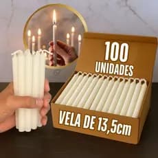 Caixa Vela Palito Branca Kit 30, 50, 70 e 100 Unidade De 13,5cm Vela Atacado