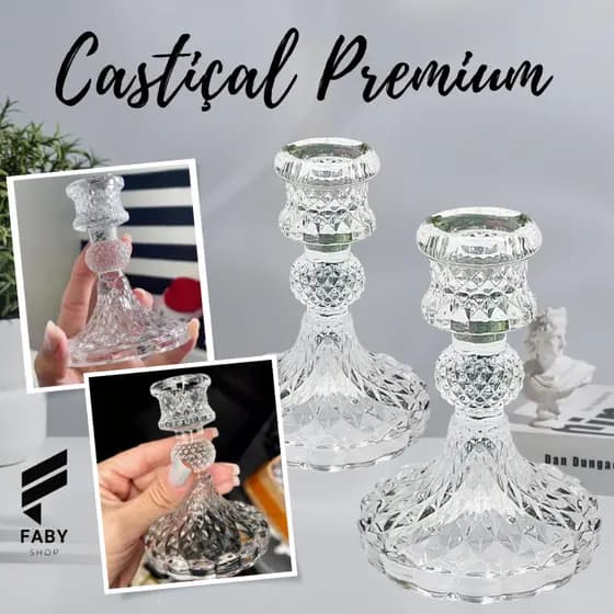 Kit 2 Porta Castiçal De Vidro Porta Velas Enfeite Decoração Suporte De vela Cartiçal Mesa Candelabro