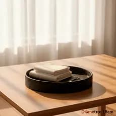 Bandeja Organizadora - Centro de Mesa Porta Objetos Texturizada Preta - Decoração Moderna para Casa