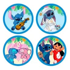 Kit 120 Adesivos Lilo e Stitch Angel - Etiqueta Redonda Stitch - Tam. 4x4cm - Aniversários e Brindes