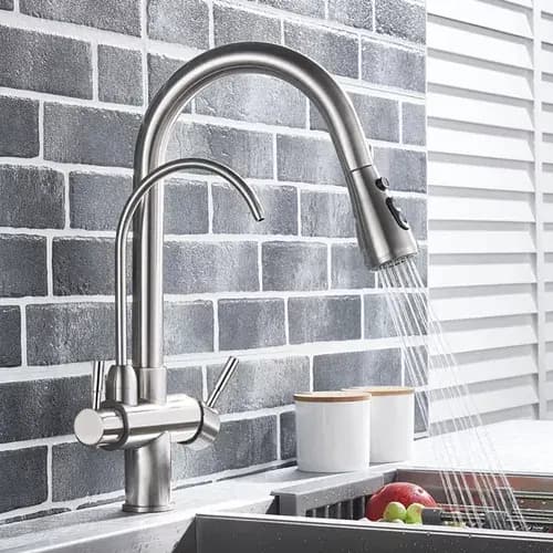 YESOP Torneira Cozinha Gourmet Com Saída Para Filtros Misturador Monocomando Extensível Inox 40cm