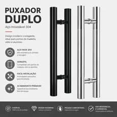 Puxador Porta Pivotante Madeira Vidro Portão Redondo 60cm/100cm Aço Inox 304 Escovado Cor Prata Yesop