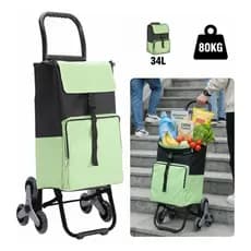 Carrinho De Feira Compras 6 Rodas Sobe Escada 80 Kg Dobrável Multiuso Portátil Reforçado Aço Resistente Espaçoso Yesop