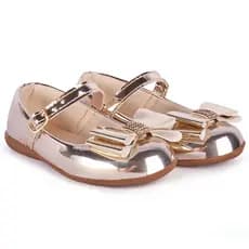 Sapatilha Infantil Menina Sapatinho de Boneca Dourado Ouro Verniz Casamento Criança Laço Festa