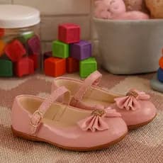Sapatilha Infantil Rosa Menina Sapatinho de Boneca Casamento Delicada Social Criança Laço Verniz