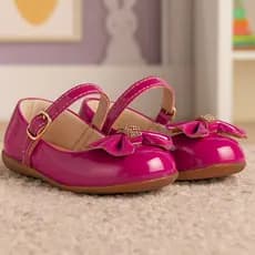 Sapatilha Infantil Pink Verniz Menina Confortável Casamento Antiderrapante Social Criança Laço
