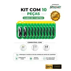 Kit 10 cabos carregador Fast Charge turbo e dados - Tipo-C - Iphone - Micro v8 - Atacado