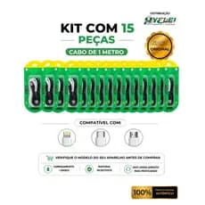 Kit 15 cabos carregador de carga Fast Charge turbo + dados - Tipo-C - Iphone - Micro v8 - Atacado