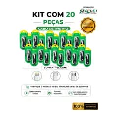 Kit 20 cabos carregador Fast Charge Turbo e dados - Tipo-C - Iphone - Micro v8 - Atacado
