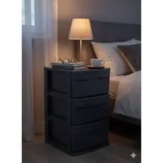 Gaveteiro de Chão Empilhável 3 Gavetas - Preto Moderno Organização